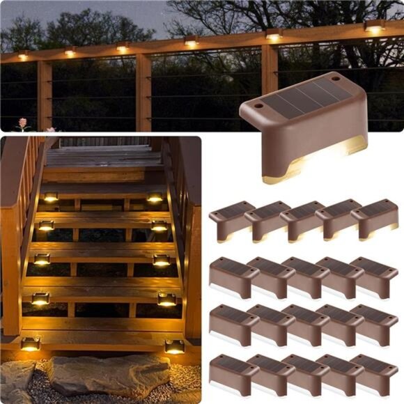 Led Solar Deck Lights, 16 Pack Waterproof for Outdoor Stairs, Step, Fence - Picture 1 of 16